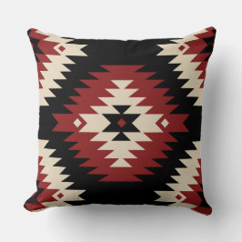 Aztec, Geometric Red, Black and Beige Kudde
