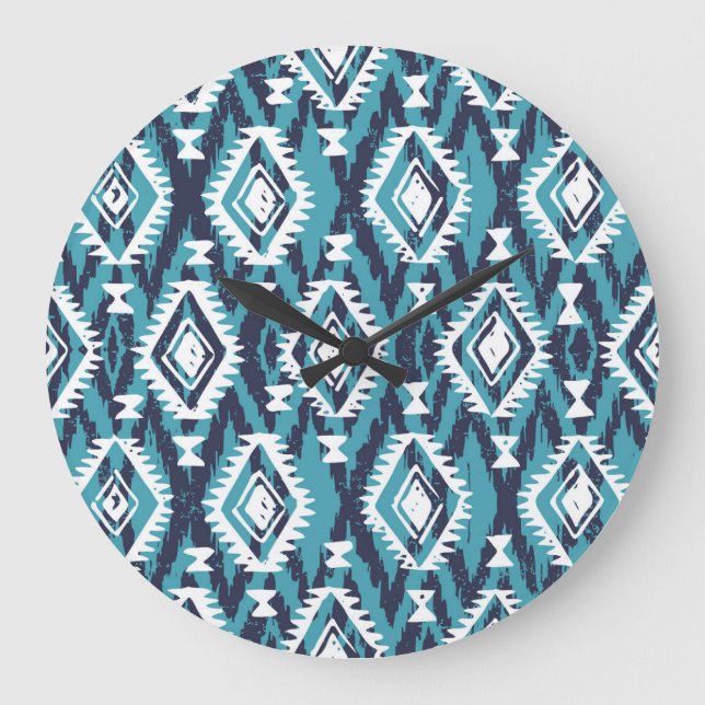 Aztec Geometric Tribal Navajo Print Stor Klocka (Framsida)