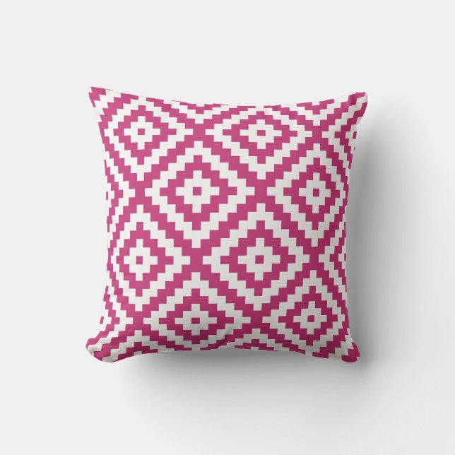 Aztec geometrisk magenta kudde (Framsida)