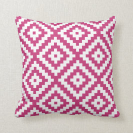 Aztec geometrisk magenta kudde