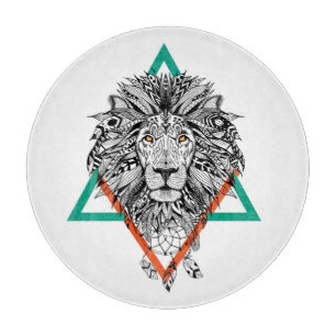Aztec geometriskt lejont porträtt