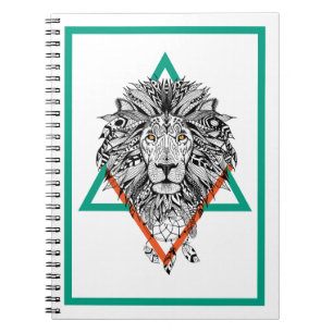 Aztec geometriskt lejont porträtt anteckningsbok
