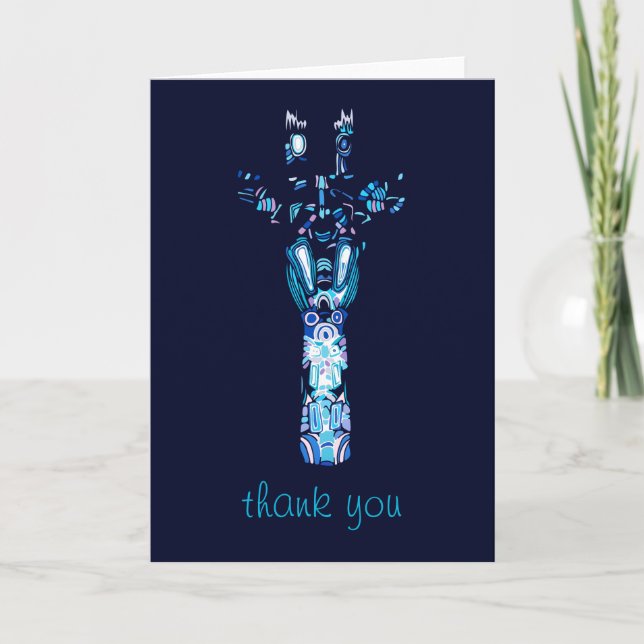 Aztec Giraffe Shades of Blue Tack Kort (Framsida)