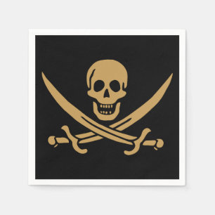 Aztec Gold Dödskalle & Svärd Pirat Calico Jack Pappersservett