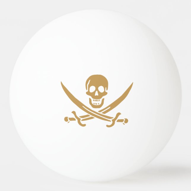 Aztec Gold Dödskalle & Svärd Pirat Calico Jack Pingisboll (Framsidan)