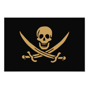 Aztec Gold Skalle & Svärd Pirat Calico Jack Fototryck