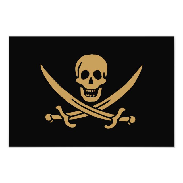 Aztec Gold Skalle & Svärd Pirat Calico Jack Fototryck (Framsidan)