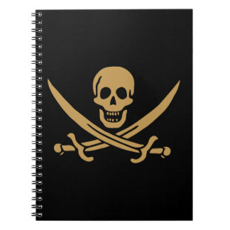 Aztec Gold Skull & Cutlass Pirat Calico Jack Anteckningsbok