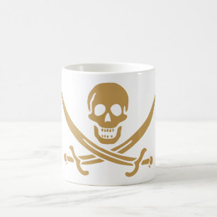 Aztec Gold Skull & Cutlass Pirat Calico Jack Kaffemugg