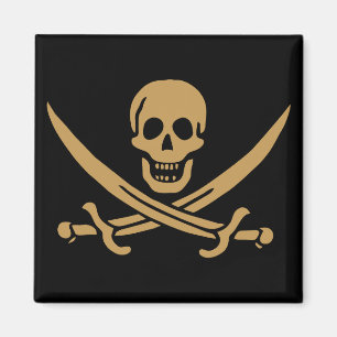 Aztec Gold Skull & Cutlass Pirat Calico Jack Magnet