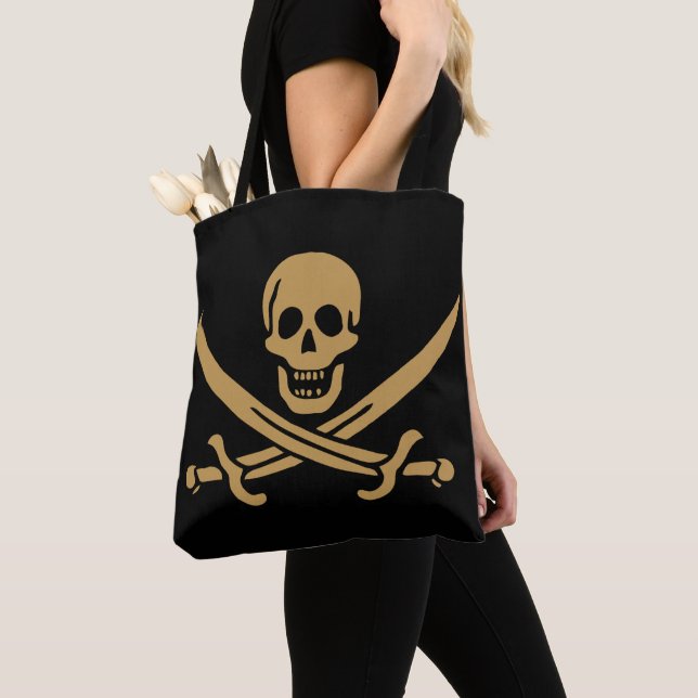 Aztec Gold Skull & Cuttrad Pirat Calico Jack Tygkasse (Närbild)
