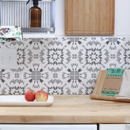 Aztec Grått White Geometric Ikat Boho Tribal Kakelplatta