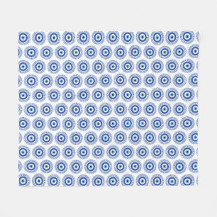 Aztec Grekiska cirkeln Nyckel Evil Öga Mönster Blu Fleecefilt