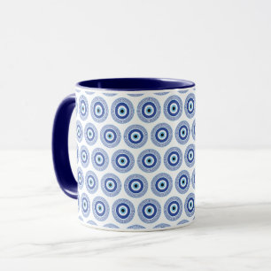 Aztec Grekiska cirkeln Nyckel Evil Öga Mönster Blu Mugg