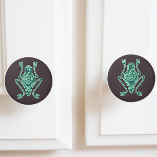 Aztec Grönt Frog Motif Knopp