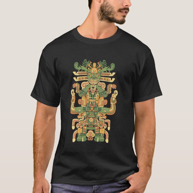 Aztec Gud Ancient Mythology Huitzilopochtli T Shirt (Framsida)