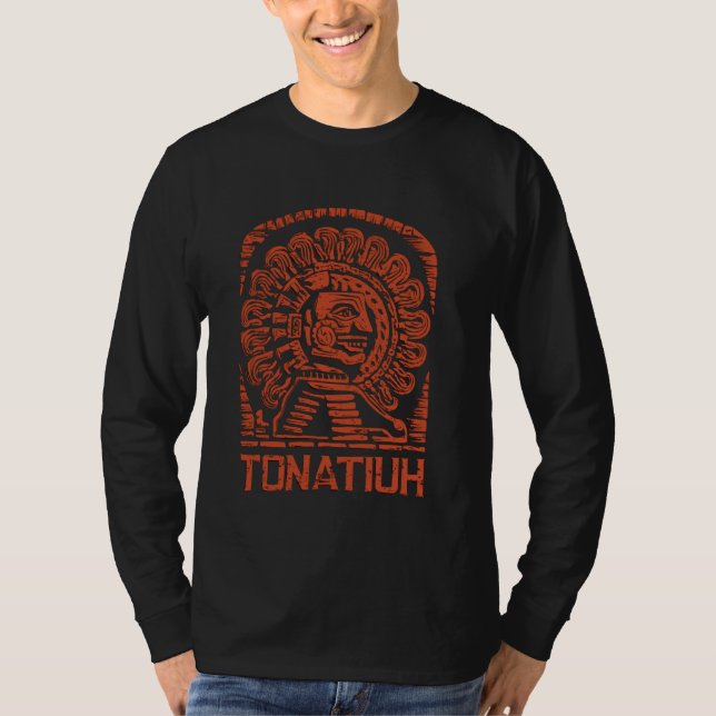Aztec Gud Ancient Mythology Tonatiuh Sol Icon T Shirt (Framsida)