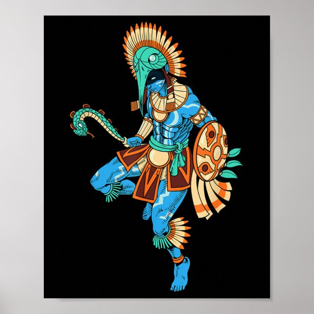 Aztec Gud Krig och Sol - Huitzilopochtli Poster (Framsidan)