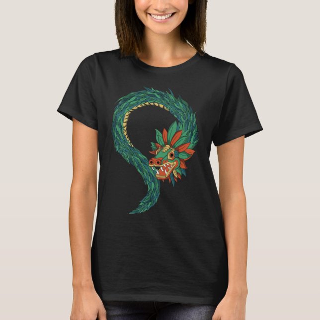 Aztec Gud Quetzalcoatl Coola Snake Dragon Inca May T Shirt (Framsida)
