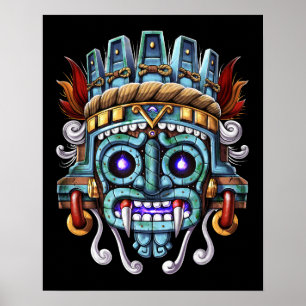 Aztec Gud Tlaloc Mask Poster