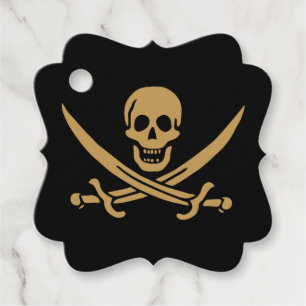 Aztec Guld Dödskalle & Sabel Sjöpirat Calico Jack Gåvor Etiketter