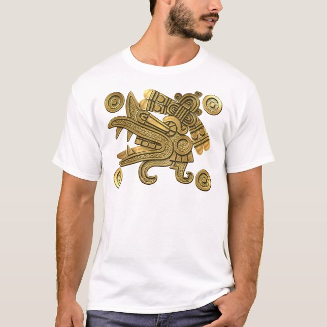 Aztec guld- Ehecatl Tee Shirt (Framsida)