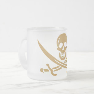 Aztec Guld Skalle & Sabel Pirat Calico Jack Frostad Glasmugg