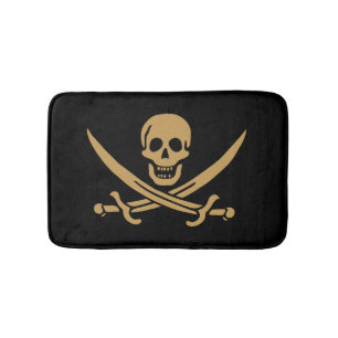 Aztec Guld Skull & Cutlass Pirat Calico Jack Badrumsmatta