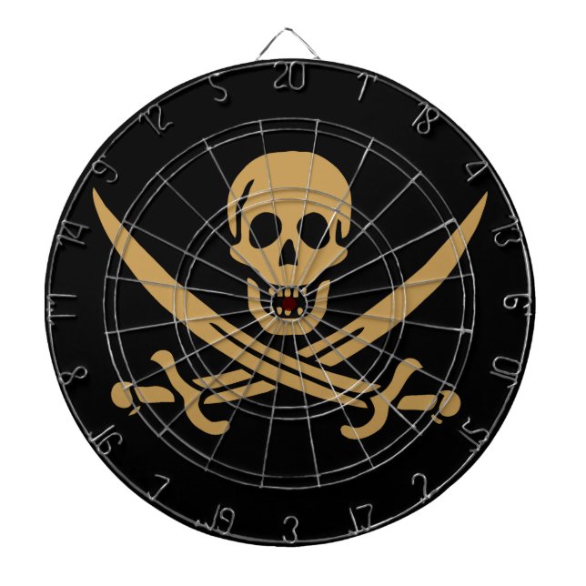 Aztec Guld Skull & Cutlass Pirat Calico Jack Darttavla (Framsidan)