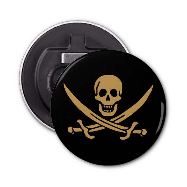 Aztec Guld Skull & Cutlass Pirat Calico Jack Flasköppnare (Framsidan)