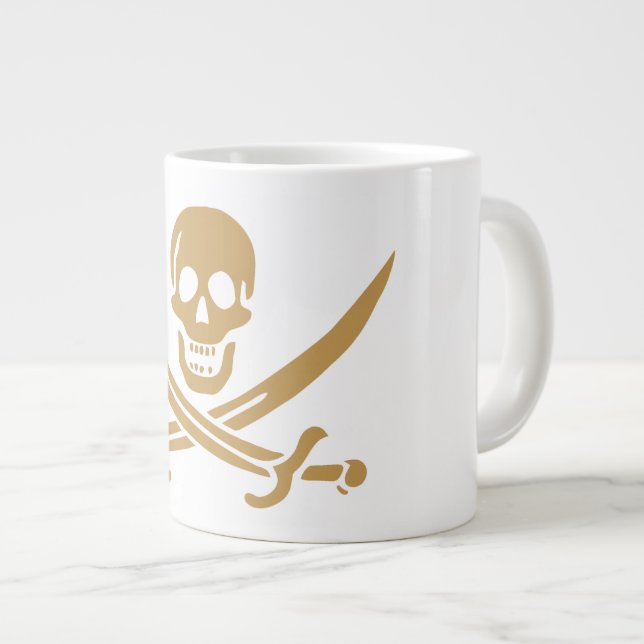 Aztec Guld Skull & Cutlass Pirat Calico Jack Jumbo Mugg (Framsida höger)