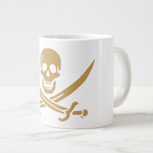 Aztec Guld Skull & Cutlass Pirat Calico Jack Jumbo Mugg (Framsida höger)