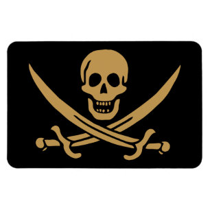 Aztec Guld Skull & Cutlass Pirat Calico Jack Magnet