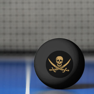 Aztec Guld Skull & Cutlass Pirat Calico Jack Pingisboll
