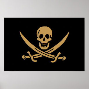 Aztec Guld Skull & Cutlass Pirat Calico Jack Poster