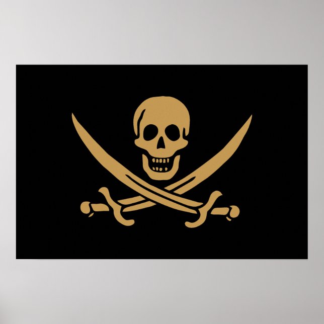 Aztec Guld Skull & Cutlass Pirat Calico Jack Poster (Framsidan)