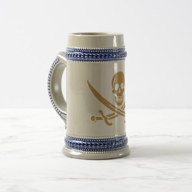 Aztec Guld Skull & Cutlass Pirat Calico Jack Sejdel (Framsida vänster)