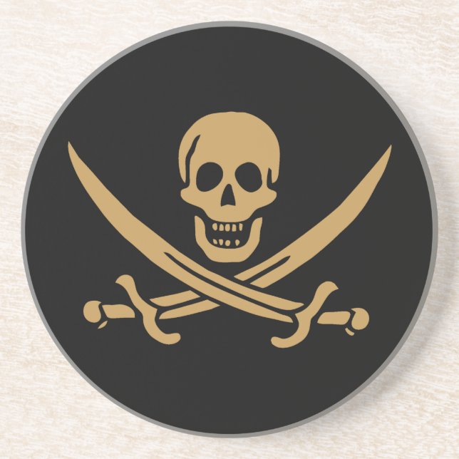 Aztec Guld Skull & Cutlass Pirat Calico Jack Underlägg (Framsidan)