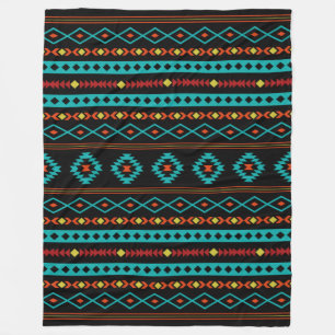 Aztec  Gult Black Mixed Motifs Mönster Fleecefilt