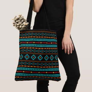 Aztec Gult Black Mixed Motifs Mönster Tygkasse