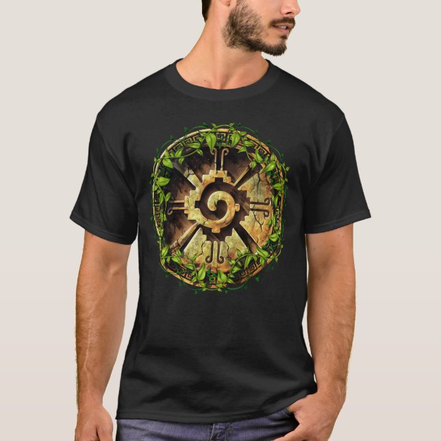 Aztec Hunab Ku Symbol T Shirt (Framsida)