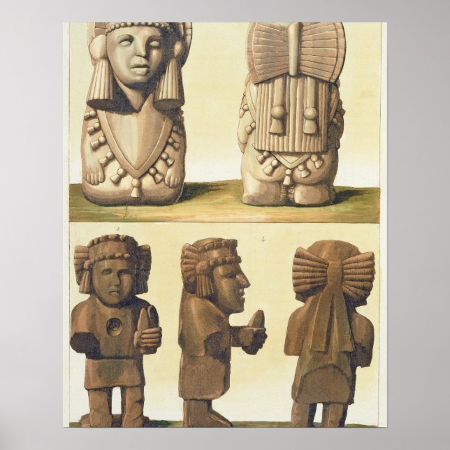 Aztec Idols, Mexiko (färg litografi) Poster (Framsidan)