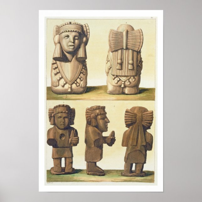 Aztec Idols, Mexiko (färg litografi) Poster (Framsidan)