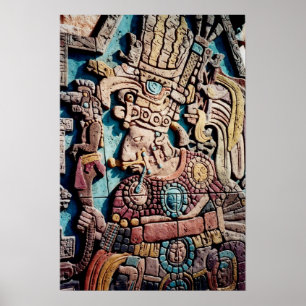 Aztec Inca inca indisk högprist Pyramid Art Poster
