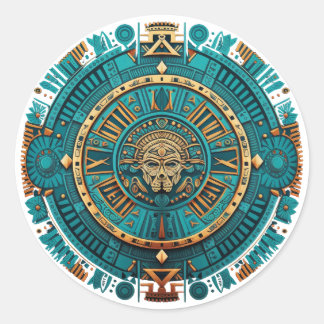 Aztec, Inca och Maya Ancient Symbol Runt Klistermärke
