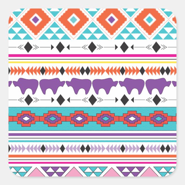 Aztec Indian Tribal mönster Fyrkantigt Klistermärke (Framsida)