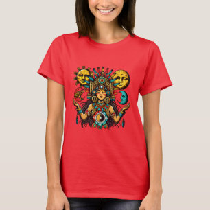 Aztec Indian wo Man princess sol måne Folk art T Shirt