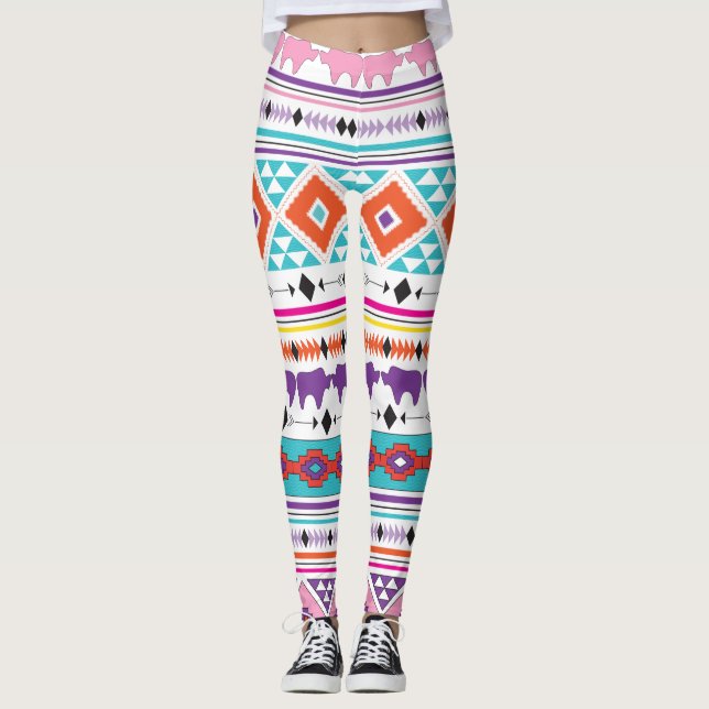 Aztec indisk sydvästra Mönster Leggings (Framsida)