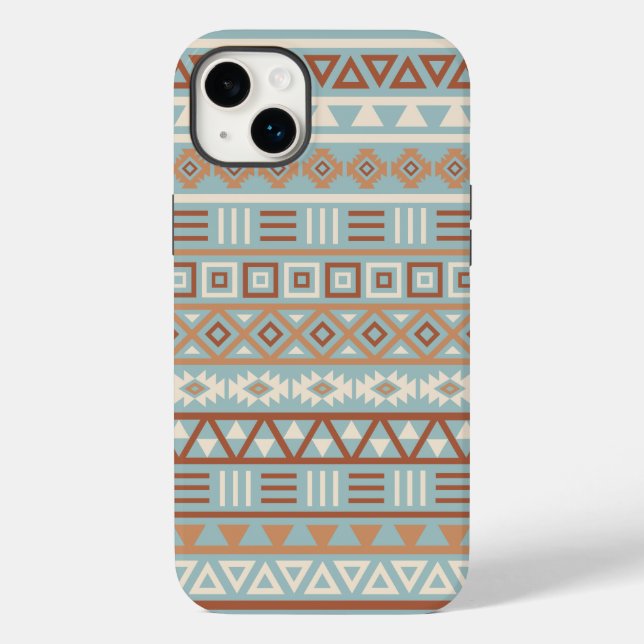 Aztec Influence Mönster Blue Cream Terracottas (Baksida)