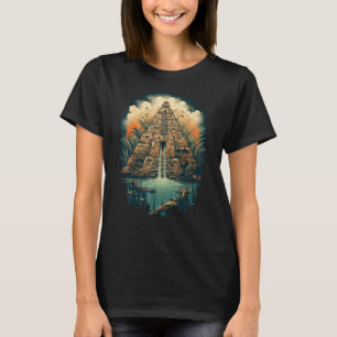 Aztec Inka Maya Mystic Jungle Temple Pyramid Graph T Shirt